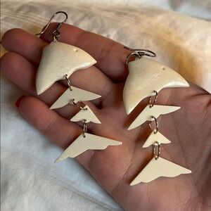 Genuine Bone Earrings, Artisan Fish 🎣